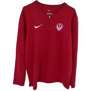 Nike Dri-Fit Temple Owls 1/4 Zip Sweatshirt Mens Medium Red DV6751 Pullover NCAA